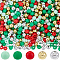Christmas Theme 1500Pcs 5 Colors Opaque Acrylic Beads, AB Color Plated, Round, Mixed Color, 6x5mm, Hole: 1.8mm, 300pcs/color
