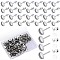 100Pcs Flat Round Stainless Steel Stud Earring Settings, with 200Pcs Ear Nuts, Stainless Steel Color, 10mm, Pin: 1mm, Tray: 8mm