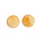 Zinc Alloy Charms, Drawbench Style, Flat Round Charm, Golden, 10mm, Hole: 2mm