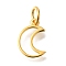 925 Sterling Silver Moon Outline Charms, with Jump Rings & 925 Stamp, Golden, 10x7x1mm, Hole: 3mm