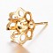 201 Stainless Steel Stud Earring Settings, with 304 Stainless Steel Pins, Flower, Golden, Tray: 5mm, 10x0.5mm, Pin: 0.7mm