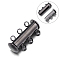 3-Strands 6-Holes Tube Brass Magnetic Slide Lock Clasps, Nickel Free, Gunmetal, 21x10x6.5mm, Hole: 2mm