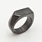 304 Stainless Steel Finger Rings, Rectangle, Black, US Size 9(18.9mm)