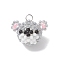 Glass Seed Beaded Pendants, Koala Charm, Gray, 14x20x13.5mm, Jump Ring: 4x0.5mm, Inner Diameter: 3mm