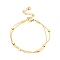 304 Stainless Steel Cube Beaded Multi-strand Bracelet, Double Layer Snake Chains Bracelet for Women, Golden, 6-1/2 inch(16.6cm)