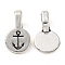 Alloy Glue-on Flat Pad Bails, Flat Round with Anchor Pendant Bails, Antique Silver, 18x10.5x1~6mm, Hole: 6x4mm