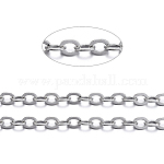 Латунные плоские овальные кабельные цепи, несварные, с катушкой, без кадмия, без никеля и без свинца, платина, 3.5x3x0.5 мм, около 301.83 фута (92 м) / рулон
