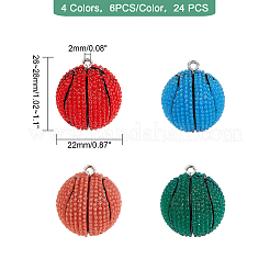 24 шт. 4 цвета непрозрачные подвески из смолы&nbsp;RESI-GA0001-13
