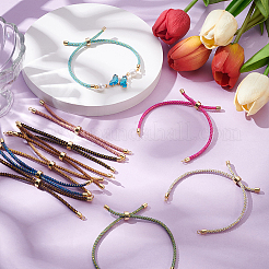 10шт 10-цветный плетеный хлопковый шнур для изготовления браслета-слайдера&nbsp;MAK-UN0001-65