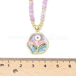 Женские ожерелья с подвесками из натурального лавандового аметиста&nbsp;NJEW-G165-01C-G