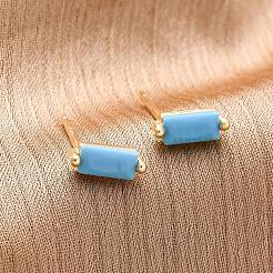 Прямоугольные серьги-гвоздики с кубическим цирконием&nbsp;FU7889-14