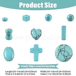 190 шт. 10 вида синтетических бирюзовых бусин&nbsp;G-YW0002-60