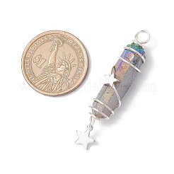 3 шт. 3 стиля гальванизированных подвесок из натурального кварцевого кристалла с заостренными концами из медной проволоки&nbsp;PALLOY-JF03767-01