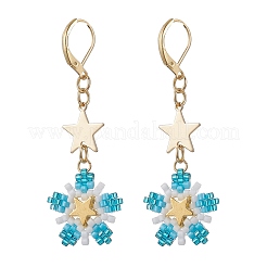 Латунные стеклянные бусины цветы серьги-гвоздики&nbsp;EJEW-MZ00426-03