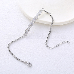 Винтажные браслеты из нержавеющей стали с микропаве из прозрачных кубических цирконий&nbsp;DS6882-1