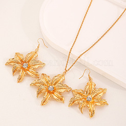 Комплекты из висячих серег и ожерелий из цветочного сплава со стразами для женщин&nbsp;FS-WG33D9D-05