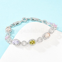 Теннисные браслеты из платиновой латуни с микропаве из кубических цирконий&nbsp;BJEW-B160-14P