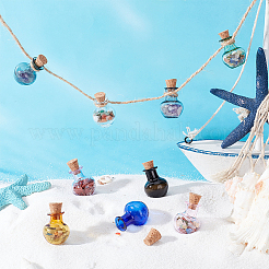 9шт 9 цвета круглые стеклянные пробковые бутылки орнамент&nbsp;AJEW-DR0001-03