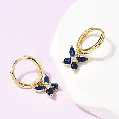 Серьги-кольца с бабочками из латуни с микропаве из кубического циркония&nbsp;EJEW-H180-16G