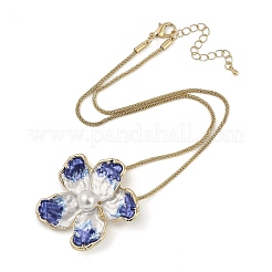 Ожерелья с подвеской в виде цветка камелии из сплава с синей эмалью&nbsp;NJEW-B113-02