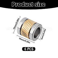 6 шт. европейские бусины из нержавеющей стали 303&nbsp;STAS-DR0001-19G