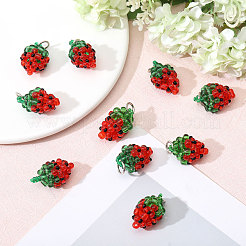 10 шт. подвески из стеклянных семян клубники&nbsp;GLAA-CA0001-62