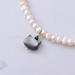 Кулон в форме головы кошки из натурального ракушечника пауа MQ9984