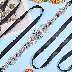 Цветочные хрустальные и монтано-стразовые пояса ручной работы для свадебных платьев&nbsp;AJEW-WH20006-233A-01