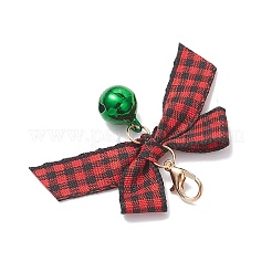 Латунный колокольчик и подвеска-бантик из полиэстера ручной работы&nbsp;HJEW-JM04403-01