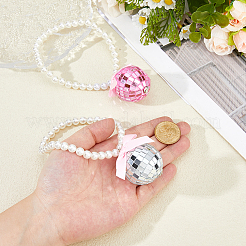 2 шт. 2-цветный стеклянный шар и пластиковый искусственный жемчуг подвеска украшение&nbsp;HJEW-DC0001-22