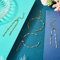 4шт 2 цвета 304 нержавеющая сталь цепочка для изготовления браслета с поперечными связями&nbsp;AJEW-TA0001-96