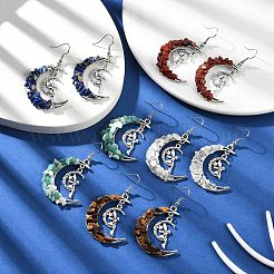 Серьги с подвесками из натуральных смешанных драгоценных камней&nbsp;EJEW-JE06174