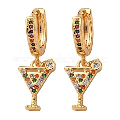 Серьги-кольца из латунного бокала с микропаве из кубических цирконий&nbsp;EJEW-F384-16G-02