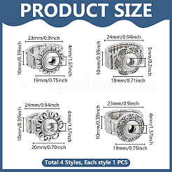 4 шт. 4 стиля взаимозаменяемых колец-защелкивающихся из сплава&nbsp;RJEW-DR0001-07B