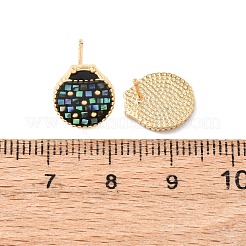 Серьги-гвоздики с божьей коровкой из латуни и эмали&nbsp;EJEW-I322-11G