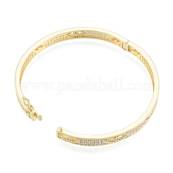 Браслет на петлях с кубическим цирконием и конским глазом&nbsp;BJEW-G651-07G-02