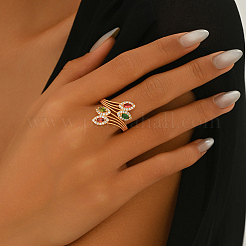 Женские кольца на палец из латуни с микропаве и кубическим цирконием&nbsp;JL0610-4