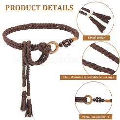 1 шт. плетеный вручную хлопковый пояс с кисточками для женского платья&nbsp;AJEW-CP0010-25B