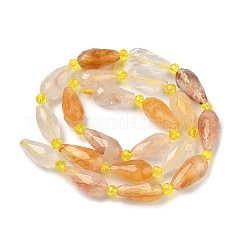 Натуральный желтый гематоидный кварц/золотые целебные кварцевые бусины нити&nbsp;G-G453-F06-8x16mm