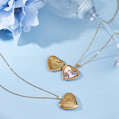 2 шт. 316 хирургическая нержавеющая сталь сердце фото медальон кулон кабель цепь ожерелья для женщин&nbsp;NJEW-DC0001-15G
