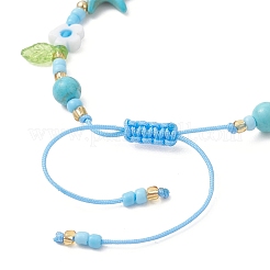 Браслеты из синтетической бирюзы и стеклянного бисера на морскую тематику&nbsp;BJEW-MZ00305-02