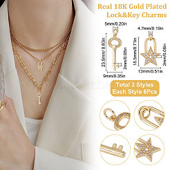 12 шт. подвеска из 2-х видов латунных микро-паве прозрачных кубических циркониевых бусин&nbsp;KK-BBC0002-96