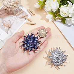 2 шт. 2-цветные булавки для лацкана из цветочного сплава со стразами для свадебной вечеринки&nbsp;JEWB-DR0001-07C