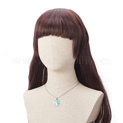 Плоский круглый кулон из натуральной раковины с круглыми змеиными цепочками&nbsp;NJEW-JN04219