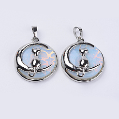 Кулоны с котятами из натуральных и синтетических камней&nbsp;G-P350-B