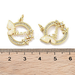 Латунные микропаве прозрачные подвески с фианитом&nbsp;KK-L213-028G