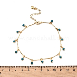 Браслеты на ногу из богемской латуни с цепочкой из звеньев морской волны с кисточками и солнечной эмалью&nbsp;LS-AJEW-Z046-05G