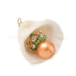 Подвески из натуральной ракушки и круглого стекла&nbsp;PALLOY-MZ00912-04