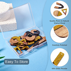 20шт 10 стиля подвески из непрозрачной смолы и орехового дерева&nbsp;RESI-TA0003-37