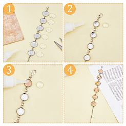 8 шт. браслеты из нержавеющей стали 304 с круглыми кабошонами&nbsp;BJEW-AB00019